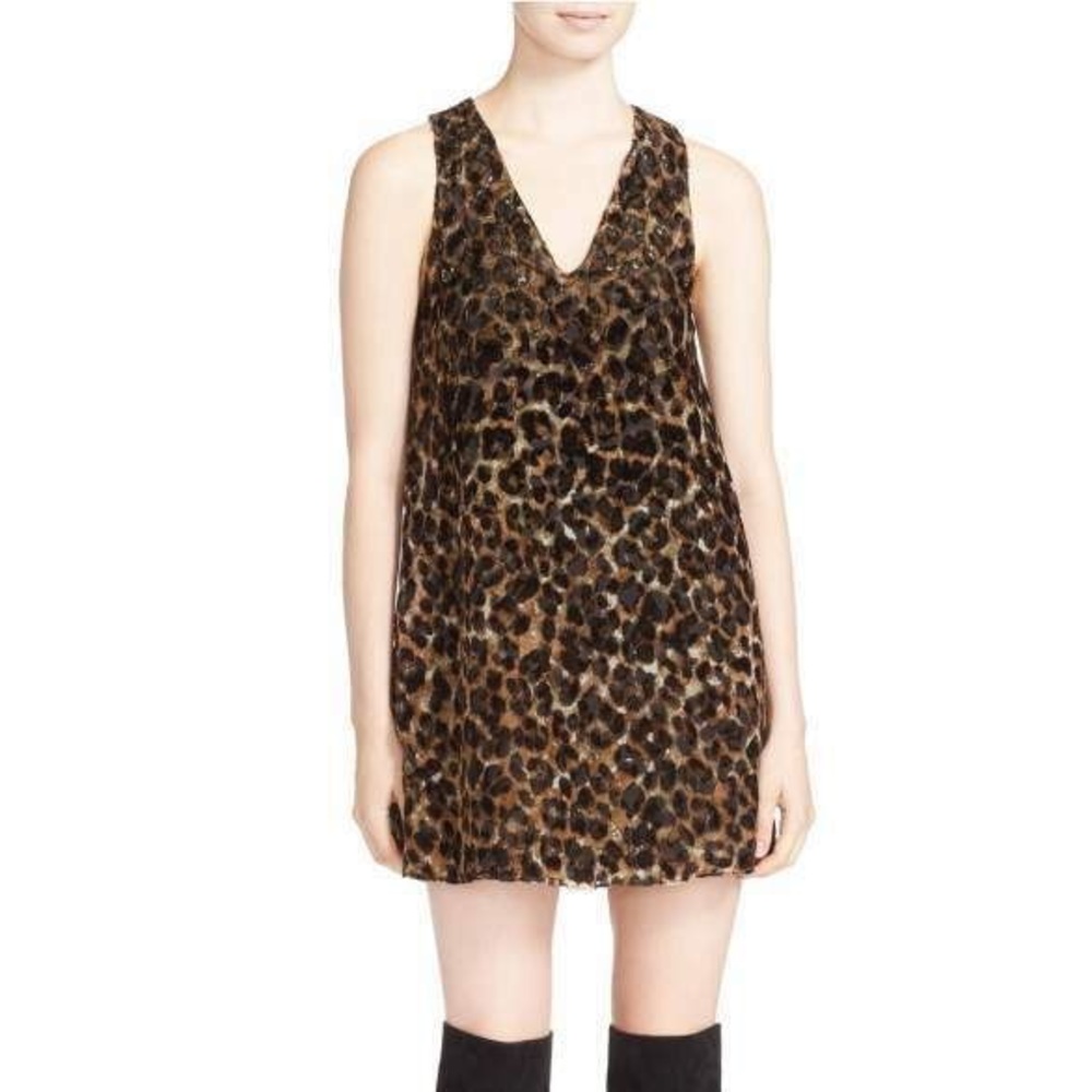 Alice + Olivia Flare V Neck Leopard Dress NWT